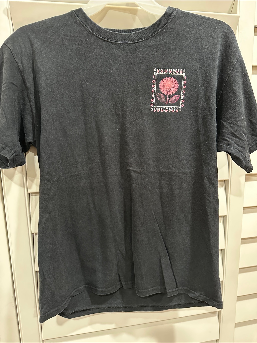 Empyre Black Tee With Pink Sunflower Chest Graphic